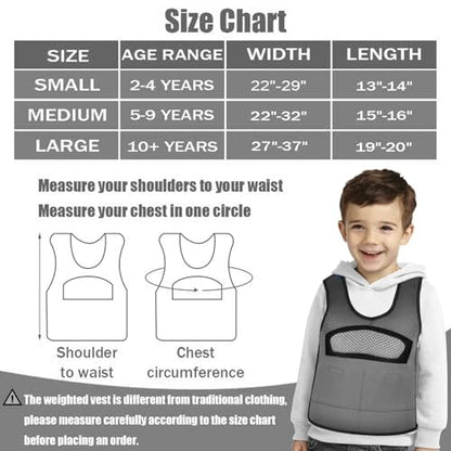 Weighted Vest for Kids Including 6 Removable Weights, (Large, Ages 10+) - color: Grey, size: Large