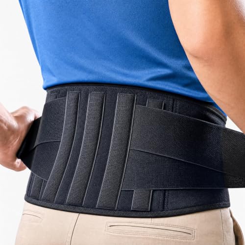 Back Brace for Men Lower Back Pain, Heavy Duty Lumbar Support Belt - size: Large