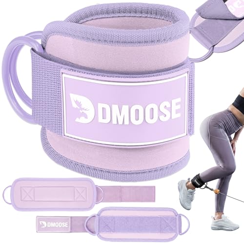 DMoose Fitness Ankle Strap for Cable Machine - One Size Fit with Premium Padding Cuffs, Ankle Bands for Working Out, Booty Workouts, Leg Extension, Hip Abductors, Kickbacks & Lower Body Exercises - color: Lilac Purple - Single