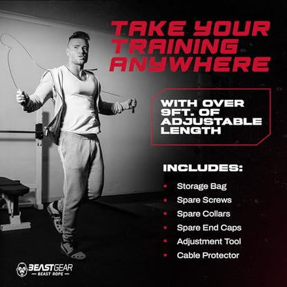 Beast Gear Jump Rope, Jump Ropes for Fitness, Premium Aluminium Skipping Rope for Men Women - Boxing, MMA, HIIT, Strength Training & Double Unders