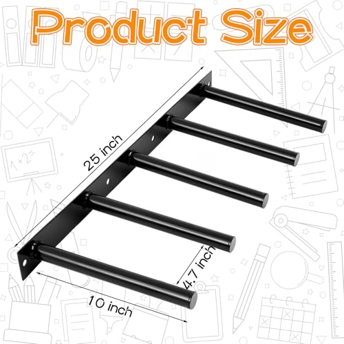 Shimeyao 25" Jump Rope Hooks Wall Mounted, 5 Peg Metal Holder Rack