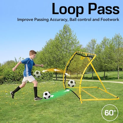 Soccer Rebounder Net, 2 Angle Soccer Bounce Back Net for Control, Passing Practice Training, 4x3ft Excellent Elasticity Rebound with Carry Bag, Portable for Teens & Adults