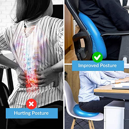 RFAQK Inflated Air Stability Wobble Cushion - Wiggle Seat to Improve Sitting Posture & Attention, Stability Balance Disc for Physical Therapy Exercise [Extra Thick, Pump, Bag, E-Book Included]