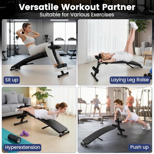GYMAX Sit up Bench, Folding Workout Bench Press for Home Gym with 5 Adjustable Height, Heavy Duty Workout Benches for Ab Core Muscle, Strength Training Equipment