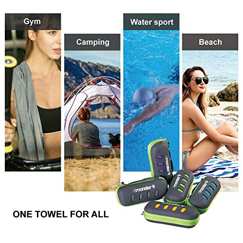 4Monster Camping Towel Super Absorbent-Quick Dry Microfiber Towel Ultra Compact & Soft-Travel Towel Lightweight for Backpacking,Hiking,Gym,Beach,Swimming,Yoga