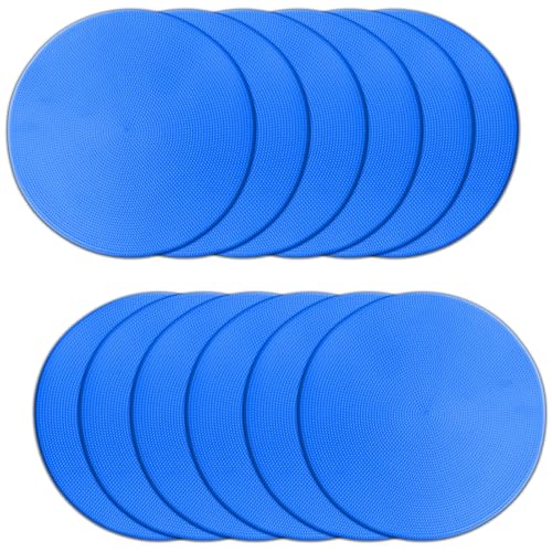 Poly Spot Markers 4 inch/9 inch Non-Slip Rubber Agility Training Markers Floor Dots Flat Field Cones for Football, Soccer, Basketball, School Exercise Drills, Dance Practice - style: 9 inch 12 Pcs Blue (TPE)