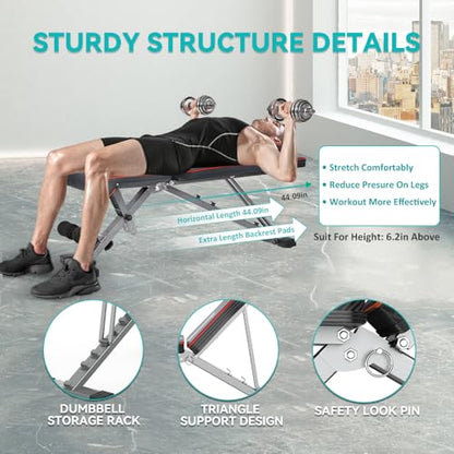 Adjustable/Foldable Weight Bench, 660LBS Home Gym Workout Bench Lifting Sit-up Exercise Bench for Bench Press