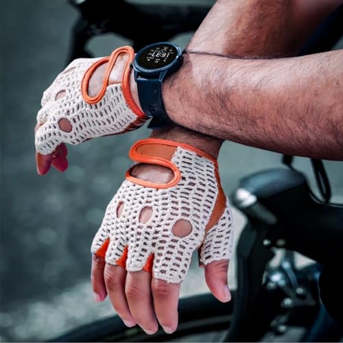 Real Soft Leather Mesh Net Fingerless Driving Weight Training Cycling Wheelchair Gloves W-1037 (XX-Large)