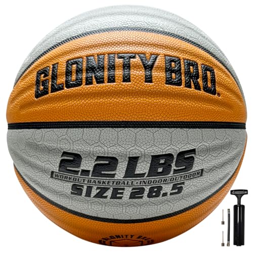 Weighted Basketball Non-Slip 28.5"/29.5", 2.2LBS/3LBS, Outdoor/Indoor Heavy Training Ball, Used to Increase Strength - color: Orange+Grey, size: 2.2LBS, Size 6, 28.5"