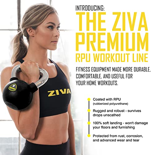 ZIVA Premium Kettlebell – Commercial Grade Rubber Urethane Coated Free Weights for Strength, Conditioning, Home Gym Workouts – Alloy Steel Grip – Available 5–50 lbs