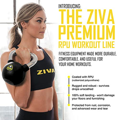ZIVA Premium Kettlebell – Commercial Grade Rubber Urethane Coated Free Weights for Strength, Conditioning, Home Gym Workouts – Alloy Steel Grip – Available 5–50 lbs - color: b) 10lb - Black/Yellow