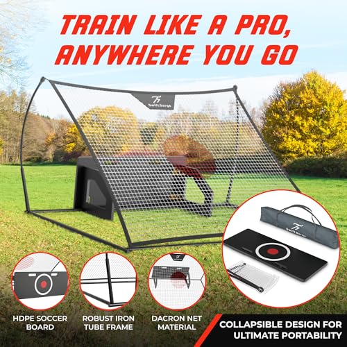 SwiftSurge Soccer Rebounder Net - Collapsible Rebounder Soccer Trainer Net with Rebound Board, Steel Iron Tubes - Soccer Ball Net Kicker for Passing, Volley & Solo Training - 6 Feet x 4 Feet
