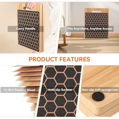 Slant Board for Calf Stretching | Adjustable Portable Wooden Incline Board | 300 Lbs Weight Capacity | Calf Stretch Wedge for Leg, Knees, Heel, Ankle & Stretching