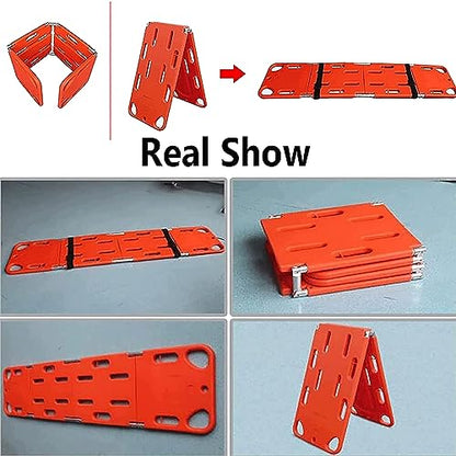 RUANLOV Foldable Spine Board Stretcher Backboard, Transfer Backboard Immobilization Portable Patient Transport Rescue Lightweight PE Plastics Ambulance Stretcher (A)