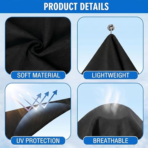 Cooling Hoodie Towel 3 Pack, UPF 50 Sun Protection Cooling Neck Wraps - color: Black/Dark Gray/Green