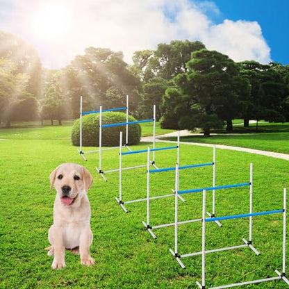 Halloscume 6 Pcs Dog Agility Training Jumps Hurdles,Blue and White - color: Blue and White