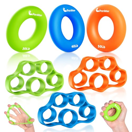 Hand Grip Strengthener, Finger Exerciser, Grip Strength Trainer (6 PCS),New Material,Forearm Grip Workout, Finger Stretcher, Relieve Wrist Pain, Carpal Tunnel - style: Hand Grip Strengthener