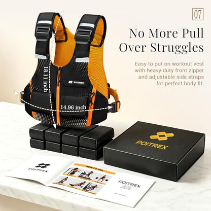 Fitness Equipment - Adjustable Weighted Vest, Workout for Walking, Running, Rucking, Strength Training & Cardio, Reflective Slim Fit for Women & Men, Home Gym Exercise Gift