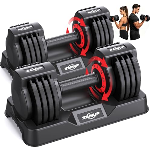 Adjustable Dumbbell Set of 2, 50LBS/100LBS Weights Dumbbell Set with Storage Box, 25lbs/50lbs Pair Adjustable Weights with Anti-slip Silicone Grip, 5-in-1/10-in-1 Quick-Lock Hand Weight Set For Home Gym Suit both Men and Women - color: 25LBS Pair(Total 50