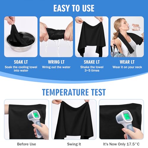 4 Pack Cooling Towels (40"x12"), Soft Breathable Cooling Towels for Neck and Face, Microfiber Workout Towels for Yoga, Golf, Running, Hiking & More Activities