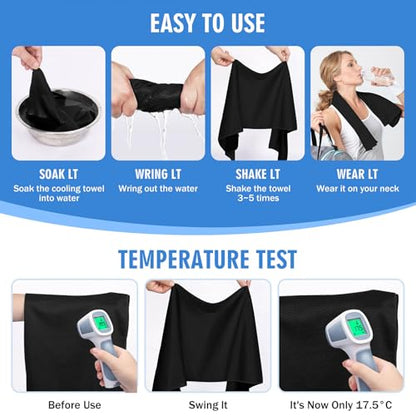 4 Pack Cooling Towels (40"x12"), Soft Breathable Cooling Towels for Neck and Face, Microfiber Workout Towels for Yoga, Golf, Running, Hiking & More Activities