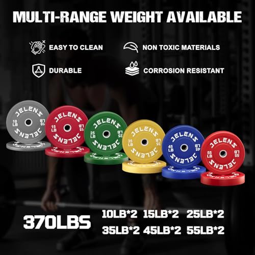 S11 Power Cage, 2000LB Multi-Function Power Rack with LAT Pulldown, Squat Rack with Adjustable Pulley System and Training Attachments, Weight Rack for Home Gym - style: 370LB Colored Weights Package