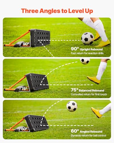 VEVOR Upgrade Soccer Rebounder Board, Mult-Adjustable Angles Portable Soccer Rebound Wall, Foldable Kickback Board, Soccer Practice Equipment, Ideal for Kids & Adults Passing & Shooting Drills - size: 37.4" x 9.8"