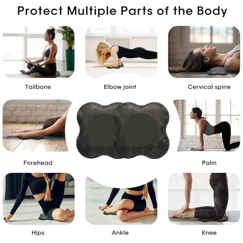 2 Pack Yoga Knee Pads Mat Set - Extra Thick Foam Kneeling Pad Cushion for Knees, Elbows, Wrists, Head - Yoga Essentials for Women Men, Non-Slip Pilates, Meditation, Floor Workouts