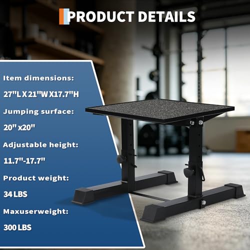 Garvee Plyometric Jump Box, 15/17/19/21 Inch Adjustable Plyo Box, Anti-Slip Fitness Exercise Step Up Box with Safety Lock for Home Gym Training, Conditioning Strength Training
