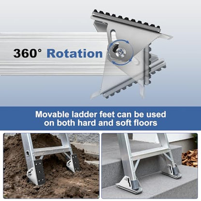 2 Pack Aluminum Anti-Skid Shoe Kit for Extension Ladders Replacement Parts, Rubber Padded Ladder Feet for Extension Ladder Accessories Compatible with D1200, D1300, D1700, D1800 - color: Black and Silver