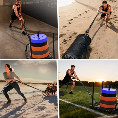 Weight Sled Pulling Rope 15FT/20FT/30FT/40FT/50FT, Trainer Physical Training Strength Rope for Workout Sled,Tire Pulling Workout,Football Exercise Equipment for Men and Women - size: 15FT