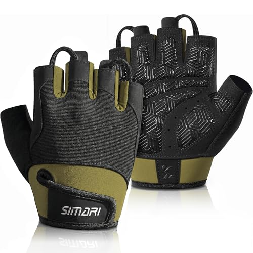 SIMARI Breathable Workout Gloves with Cushion Pad/Grip/Reduce Calluses, Weight Lifting Gloves for Gym Exercise, Cycling, Weightlifting Training, Fitness, Pilates, Kayaking, Gift for Men & Women - color: 4-Green, size: Large