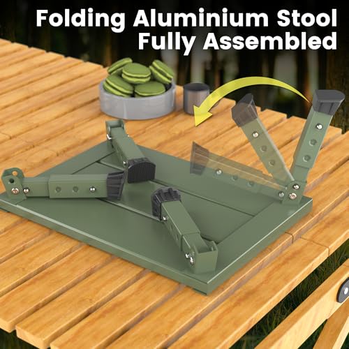 Adjustable RV Step Stool, 3-Step Height Adjustment, Foldable Legs, Wide Anti-Slip Surface,Supports Up to 1,000 lb, Premium Aluminum Construction Easy to Carry (Army Green) - color: Army Green