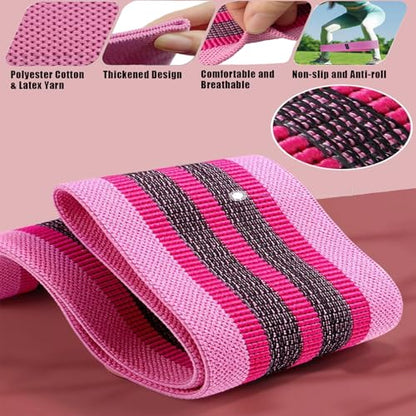 Resistance Bands for Working Out, 3 Levels Fabric Exercise Bands for Legs and Butt, Workout Bands for Women & Men, Booty Band for Yoga Starter Set, Pilates, Rehab, Fitness and Home Workout