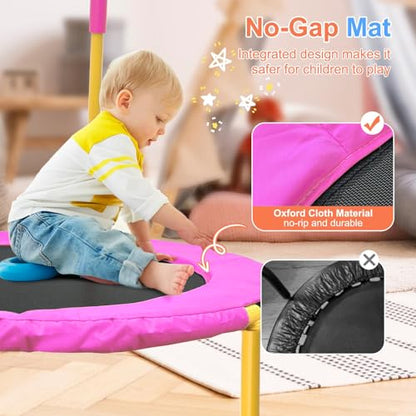 ATIVAFIT 36-Inch Toddler Trampoline with Foam Handle, Foldable Indoor Outdoor Mini Rebounder for Kids Ages 2–6 - color: Pink and yellow
