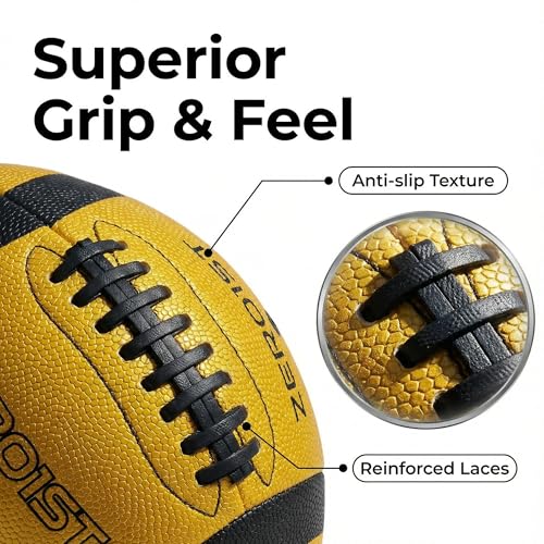 PassCatch Training Football for Youth&Kids(Ages 5-14),Fatherless Bounce Back Size 7 Football Practice Equipment,Solo Passing Catching Training Hand-Eye Coordination (Deflated)