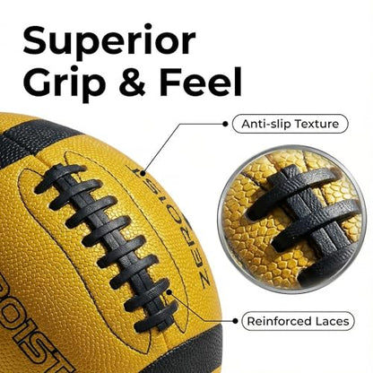 PassCatch Training Football for Youth&Kids(Ages 5-14),Fatherless Bounce Back Size 7 Football Practice Equipment,Solo Passing Catching Training Hand-Eye Coordination (Deflated)