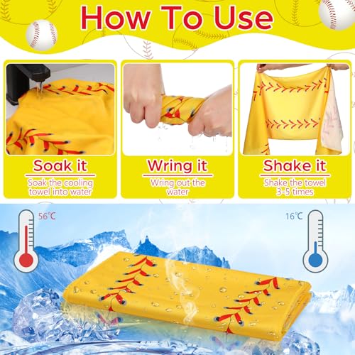 12 Pcs Softball Cooling Towels 30" x 9" Quick Dry Microfiber Sweat Towels for Workout, Gym, Running, Softball Teams Sports Fans Party Favors Gifts - style: Softball