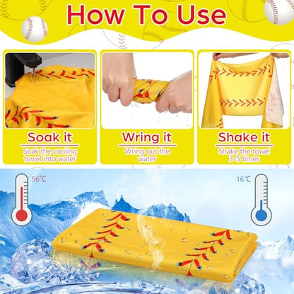 12 Pcs Softball Cooling Towels 30" x 9" Quick Dry Microfiber Sweat Towels for Workout, Gym, Running, Softball Teams Sports Fans Party Favors Gifts - style: Softball