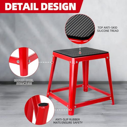 Plyometric Platform 12/18/20/24 Inch Fitness Exercise Jump Box Step for Fitting, Plyometric Jumping Exercise Training - color: Red 4P