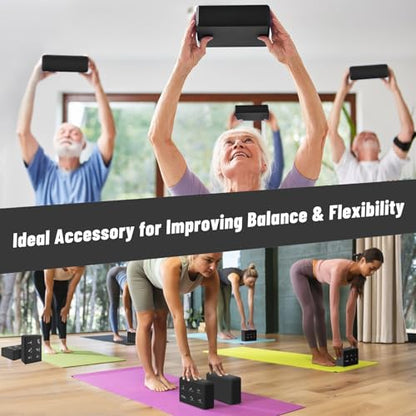 RETON Yoga Blocks Set with Straps, High Density Yoga Bricks, Lightweight EVA Foam Pilates Block, 2 Yoga Blocks with 2 Straps for Yoga, Pilates, Fitness, Stretching and Toning