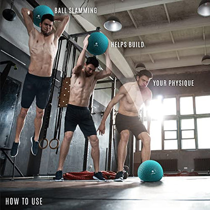 Yes4All Upgraded Fitness Slam Medicine Ball Triangle 25lbs for exercise, strength, power workout, Workout ball, Weighted ball, Exercise ball, Trendy Teal - color: Trendy teal, style: E. 25lbs