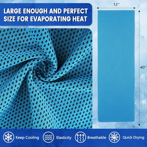 100 Pack Cooling Towels, 40"x12" Cooling Towels for Neck and Face Breathable Soft Chilly Sweat Rag Microfiber Sport Rags for Gym Yoga Golf Running - color: Dark Blue and Light Blue