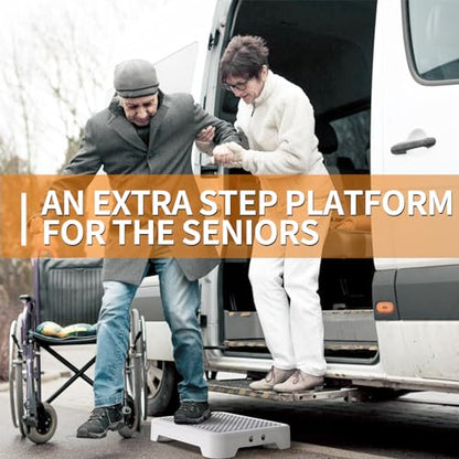 Ronlap Small Step Stools for Adults Car Step Stool for Elderly, White-Gray - color: White-gray