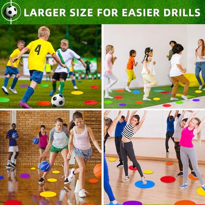 Poly Spot Markers 4inch/9 inch Non-Slip Rubber Agility Markers Flat Field Cones Floor Dots for Football, Soccer, Basketball Training Markers, School Activities, Exercise Drills, Social Distancing
