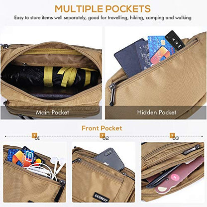 CXWMZY Fanny Packs For Women & Men Waist Pack Hip Bum Bag with Multi-Pockets Large Capacity Waterproof Casual Bum Bag for Disney Traveling Casual Cycling Running Hiking - color: Khaki