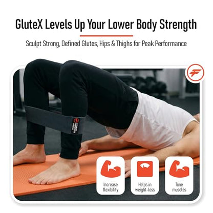 GluteX Resistance Bands 4 Pack for Women & Men, Non-Slip Fabric Booty Bands for Glutes, Legs & Hips, 4 Resistance Levels (Light/Medium/Strong/Heroic), Exercise Bands with Carry Bag