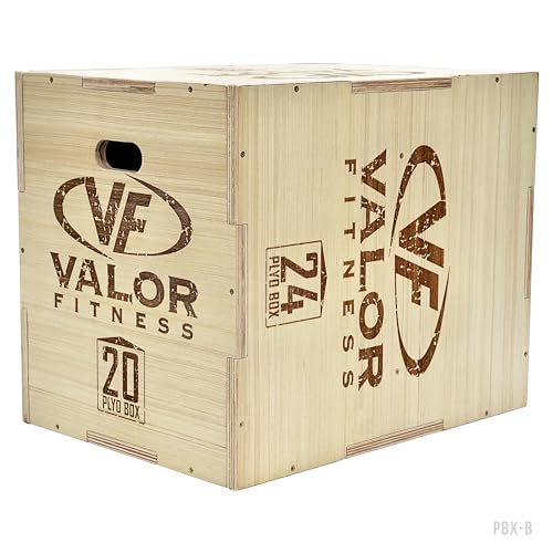 Valor Fitness Plyo Box - Wooden Plyometric Jump Box for Strength and Conditioning Training Box Jump (20” x 24” x 30”) and (18” x 20” x 24”)
