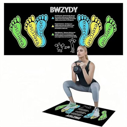 premium squat mat with foot position - non-slip exercise pad for improved muscle activation, versatility and safety, prevents sports injuries, ideal for young people - color: black