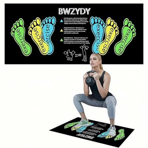 premium squat mat with foot position - non-slip exercise pad for improved muscle activation, versatility and safety, prevents sports injuries, ideal for young people - color: black